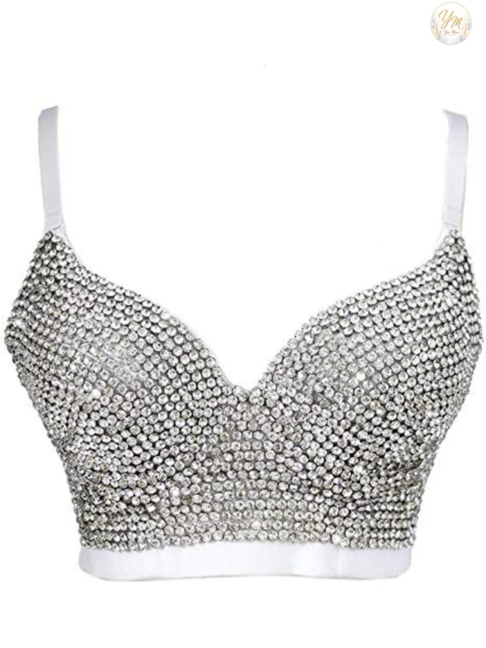 Rhinestone Bustier Corset Push Up Crop Top Club Party Dance Wear